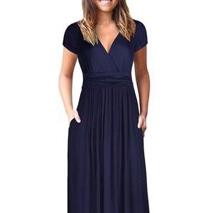 Blue Maxi Surplice Dress